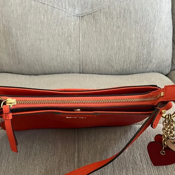 Calvin Klein Vibrant Orange Saffiano Shoulder Bag - Picture 14 of 17